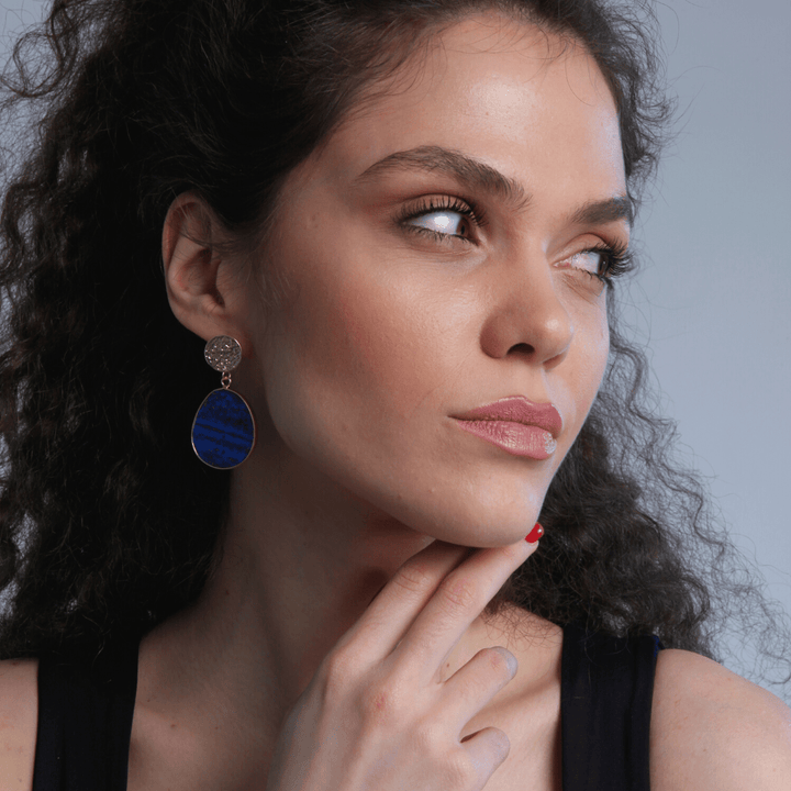 Schützende Ohrringe | Lapislazuli | Blau | Oval | Stilvoll | Einzigartig-Luzern Mode