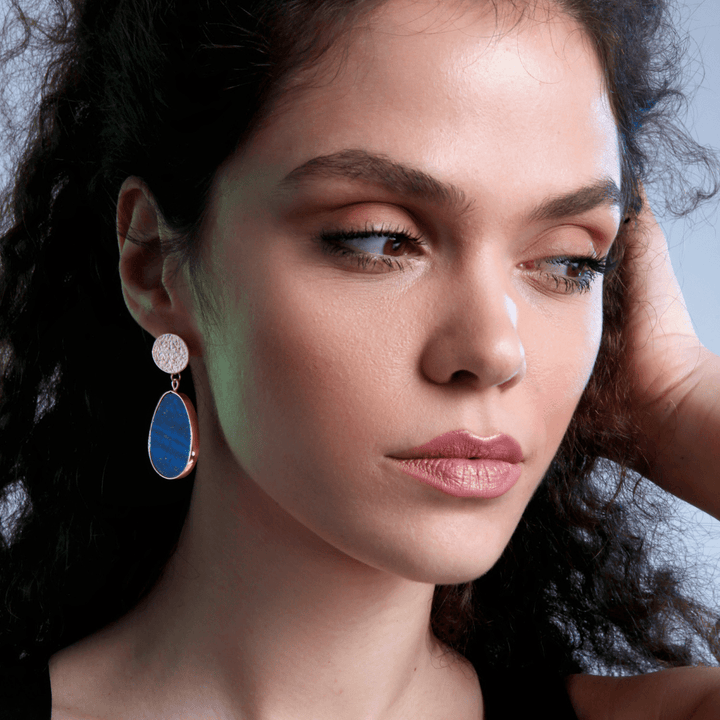 Schützende Ohrringe | Lapislazuli | Blau | Oval | Stilvoll | Einzigartig-Luzern Mode