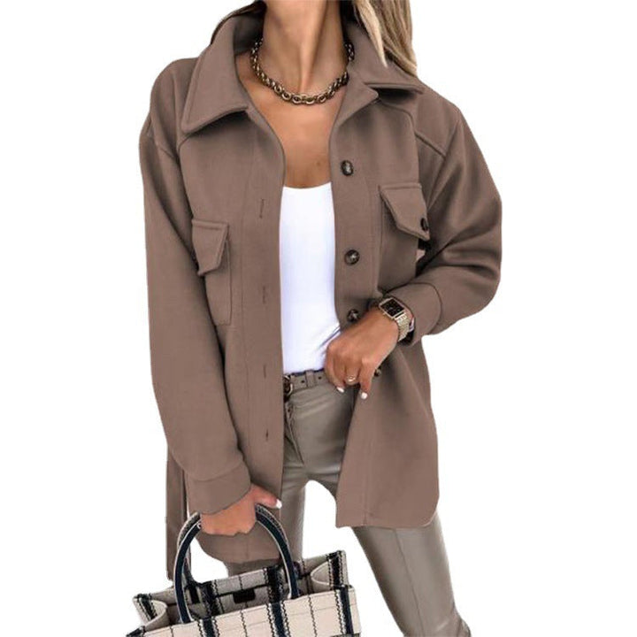 Damen Übergangsjacke mit Taschen und Knopfleiste Elegant-Luzern Mode