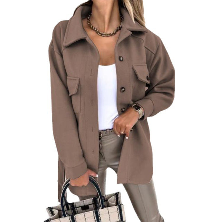 Damen Übergangsjacke mit Taschen und Knopfleiste Elegant-Luzern Mode