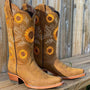 Cowboystiefel mit Sonnenblumenstickerei für Damen-Hellbraun-35-Luzern Mode