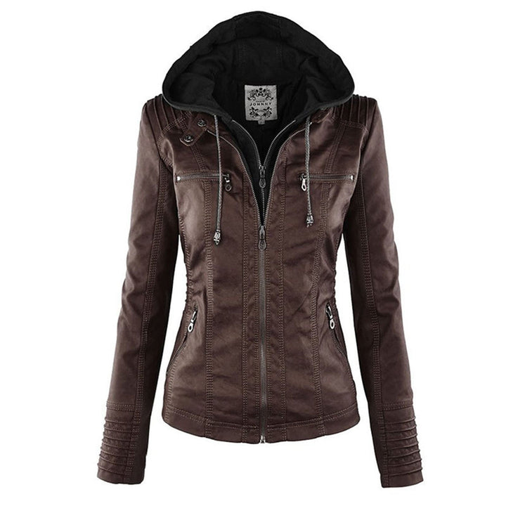 Damen Lederjacke mit Reißverschluss - Stilvoll und Elegant-Braun-S-Luzern Mode