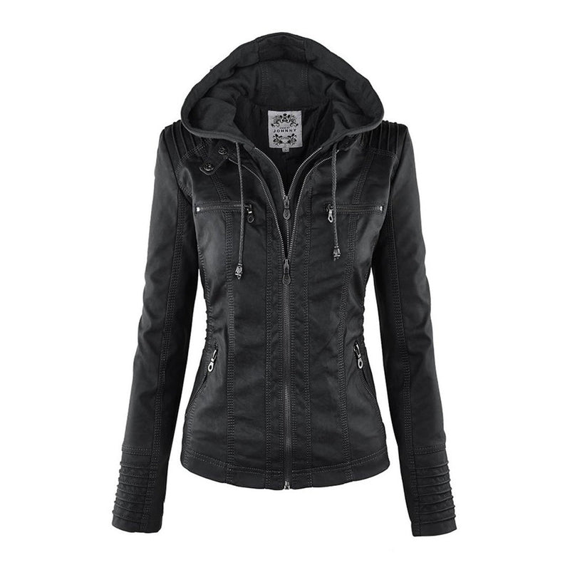 Damen Lederjacke mit Reißverschluss - Stilvoll und Elegant-Schwarz-S-Luzern Mode