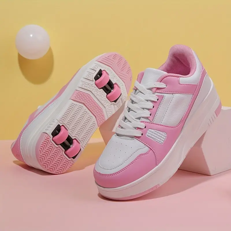 Herren Sneaker mit Rollen - Bequeme Rollschuhe für Alltag-Rosa-29-Luzern Mode
