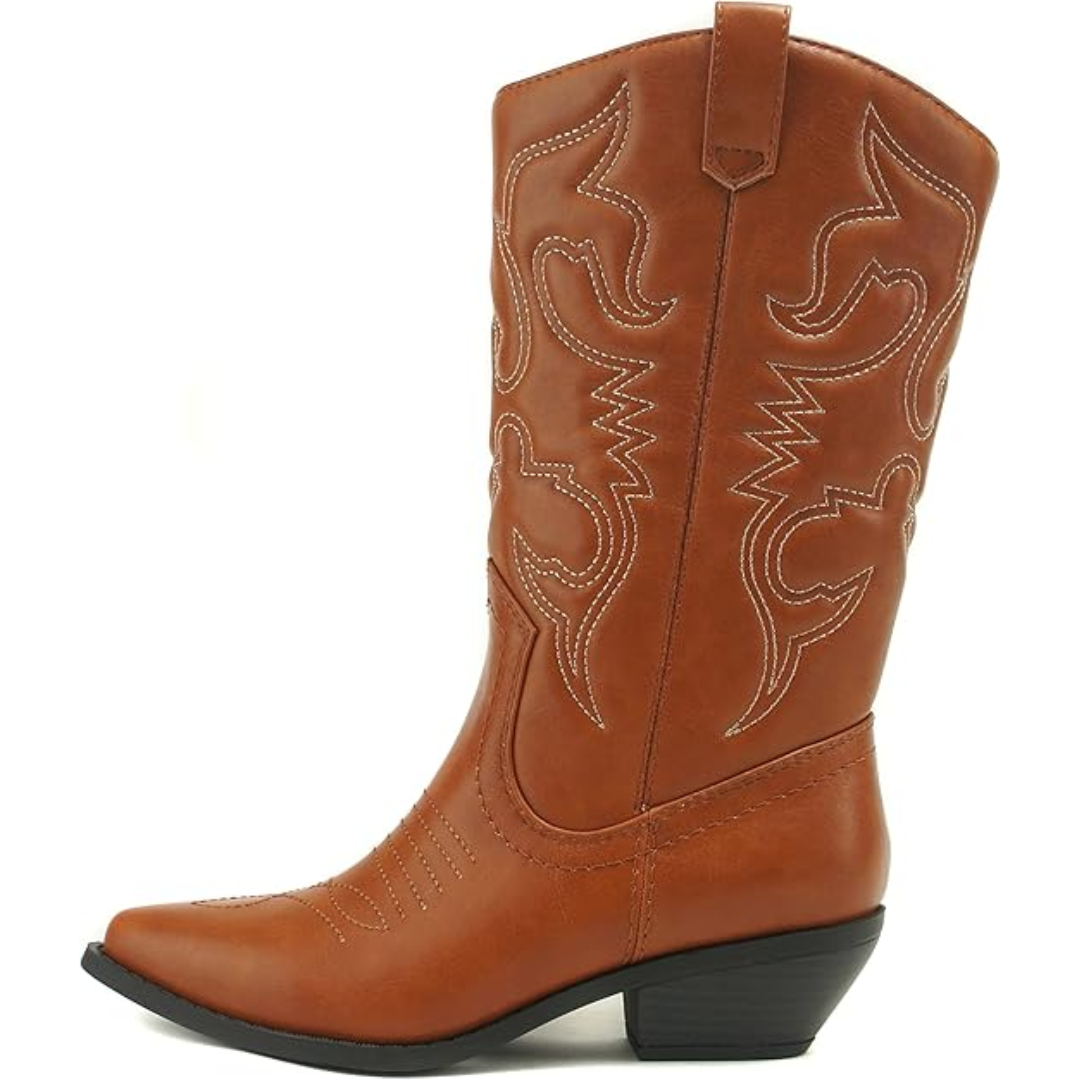 Hochwertige Westernstiefel für Damen mit Stickerei-Cognac-35.5-Luzern Mode