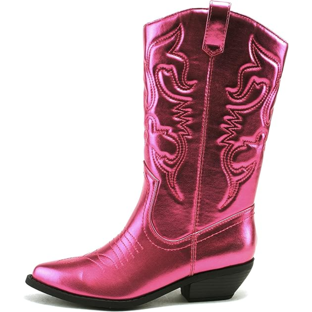 Hochwertige Westernstiefel für Damen mit Stickerei-Metallic Fuchsia-35.5-Luzern Mode
