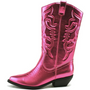 Hochwertige Westernstiefel für Damen mit Stickerei-Metallic Fuchsia-35.5-Luzern Mode
