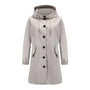 Damen Übergangsjacke mit Kapuze und Knöpfen - Elegant-Grau-S-Luzern Mode