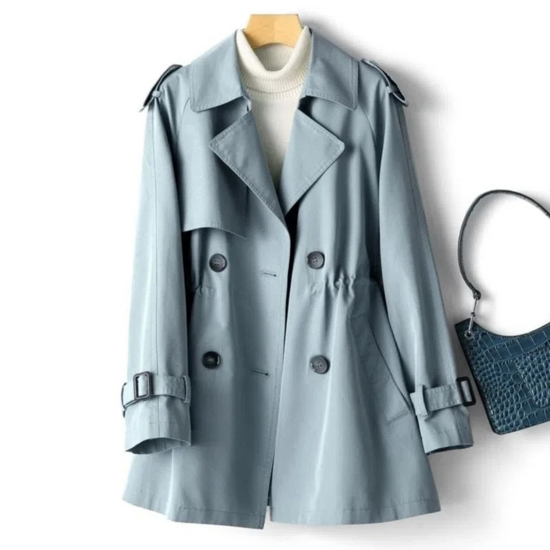 Damen Trenchcoat Herbstmode - Eleganter Mantel für Sie-Blau-M-Luzern Mode