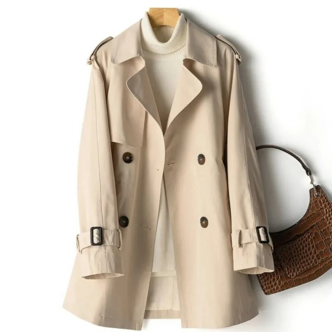 Damen Trenchcoat Herbstmode - Eleganter Mantel für Sie-Khaki-M-Luzern Mode