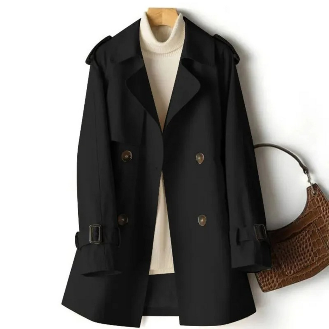 Damen Trenchcoat Herbstmode - Eleganter Mantel für Sie-Schwarz-M-Luzern Mode