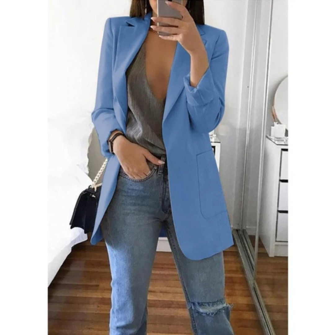 Damen Blazer Elegant Business Casual für Büro und Alltag-Blau-S-Luzern Mode