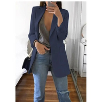 Damen Blazer Elegant Business Casual für Büro und Alltag-Dunkelblau-S-Luzern Mode