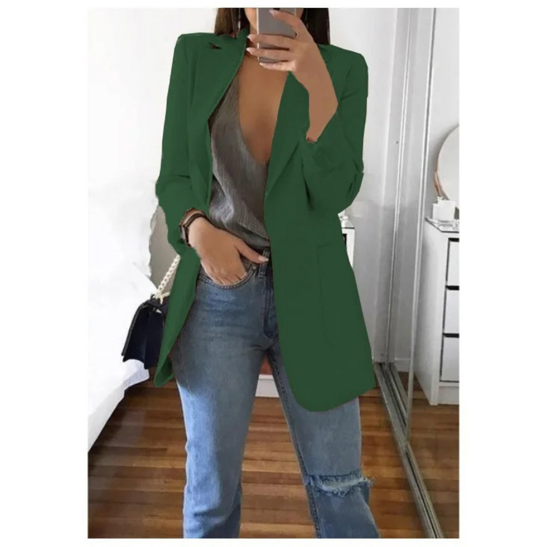 Damen Blazer Elegant Business Casual für Büro und Alltag-Dunkelgrün-S-Luzern Mode