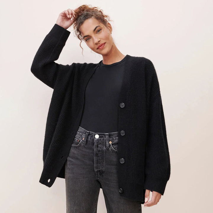Damen Strickjacke Oversize mit Knöpfen für Herbst/Winter-Luzern Mode