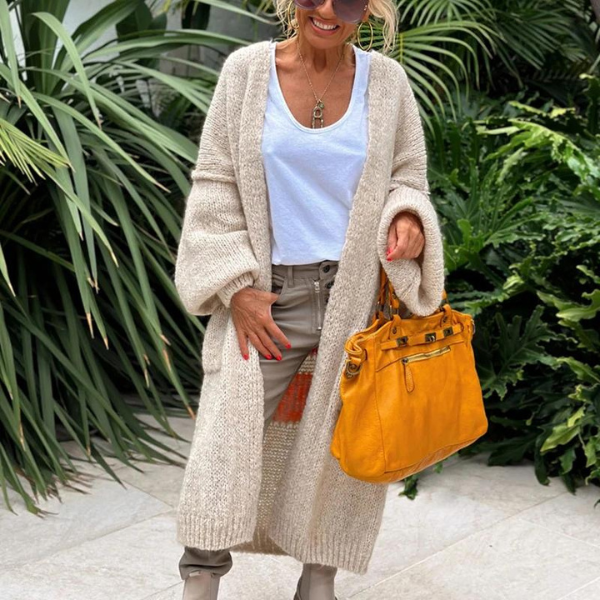 Oversized Strickjacke mit Love Peace Motiv für Damen-Luzern Mode