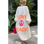 Oversized Strickjacke mit Love Peace Motiv für Damen-Weiß-Einheitsgröße-Luzern Mode