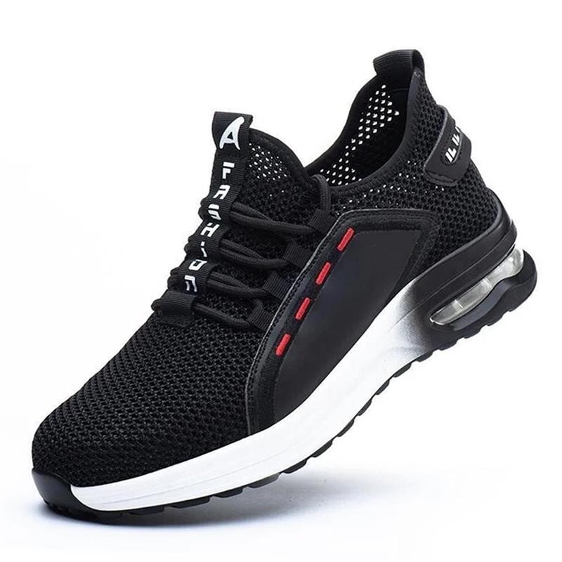 Sicherheitsschuhe | Stahlkappe | Kevlar-Sohle | Leicht | Sneaker-Schwarz Weiß-37-Luzern Mode