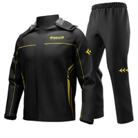 Unisex Regenanzug | 2-teilig | Aufbewahrungstasche | Winddicht | Wasserdicht-Schwarz/Gelb-M-Luzern Mode