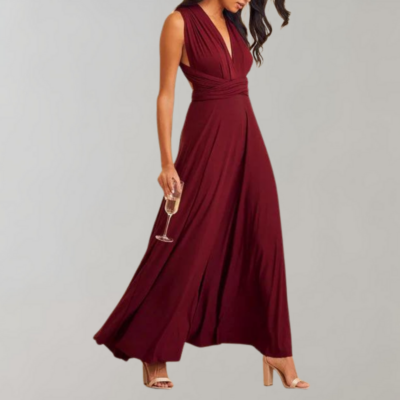 Elegantes Damen Wickelkleid für besondere Anlässe-Weinrot-S-Luzern Mode