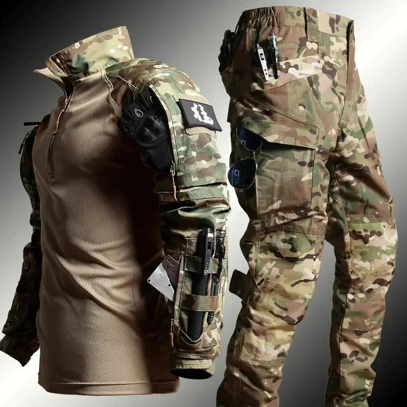 Taktische Outdoor-Kleidung Set für Herren - Camouflage Design-Grün-S-Luzern Mode